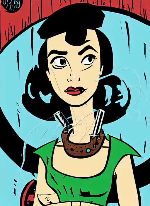 Image similar to a portrait of a pretty sewer punk young lady by darwyn cooke