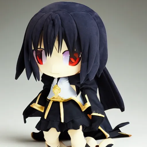 Image similar to cute fumo plush of the heroine of an rpg game that was unexpectedly tragic and dark, refractions and lens flare, unreal