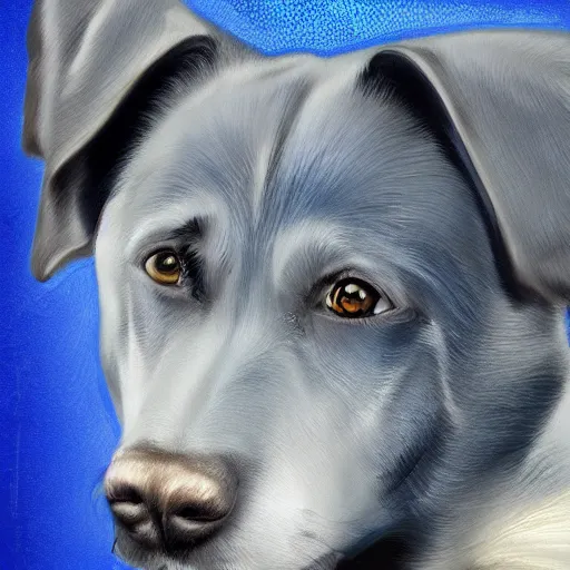 Prompt: blue dog, stock photo, digital art, smoth illustration, artstation