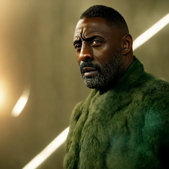 Image similar to film still of Idris Elba as Green Lanturn in new DC film, photorealistic 4k