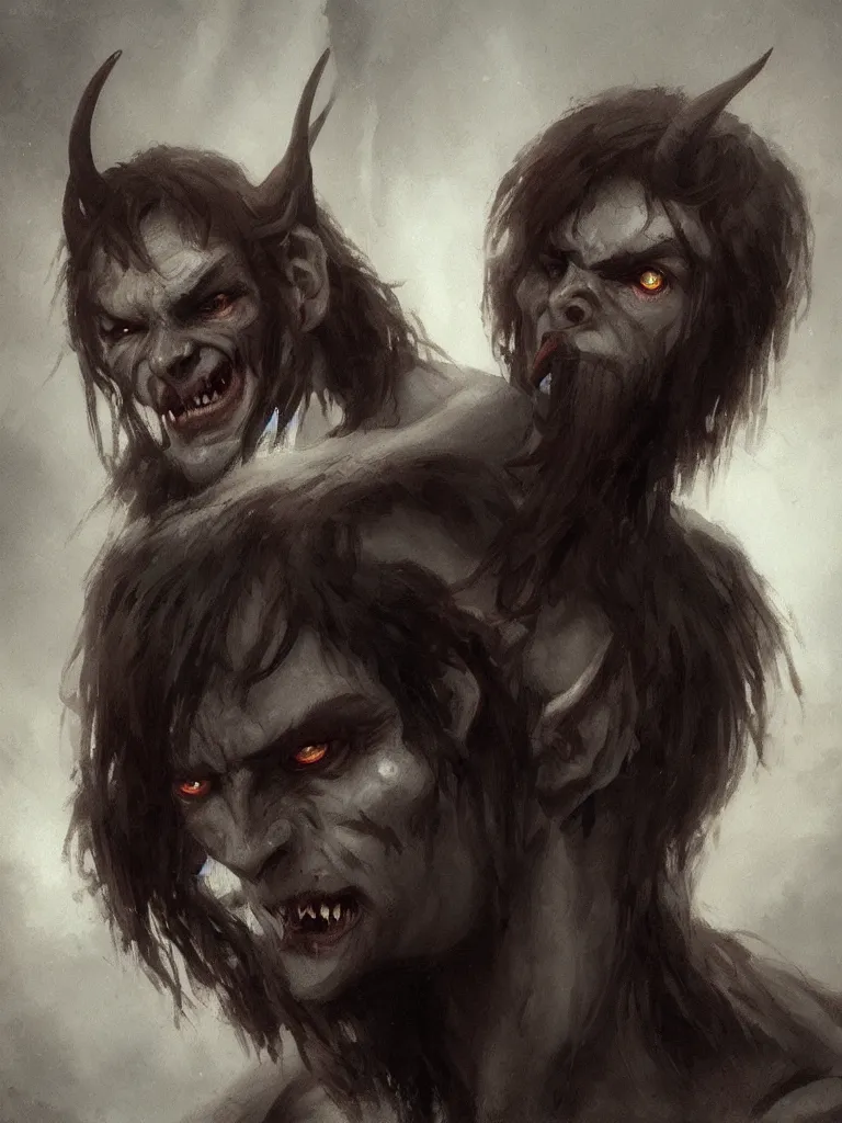 Prompt: A vampire satyr portrait by Greg Rutkowski, detailed concept art