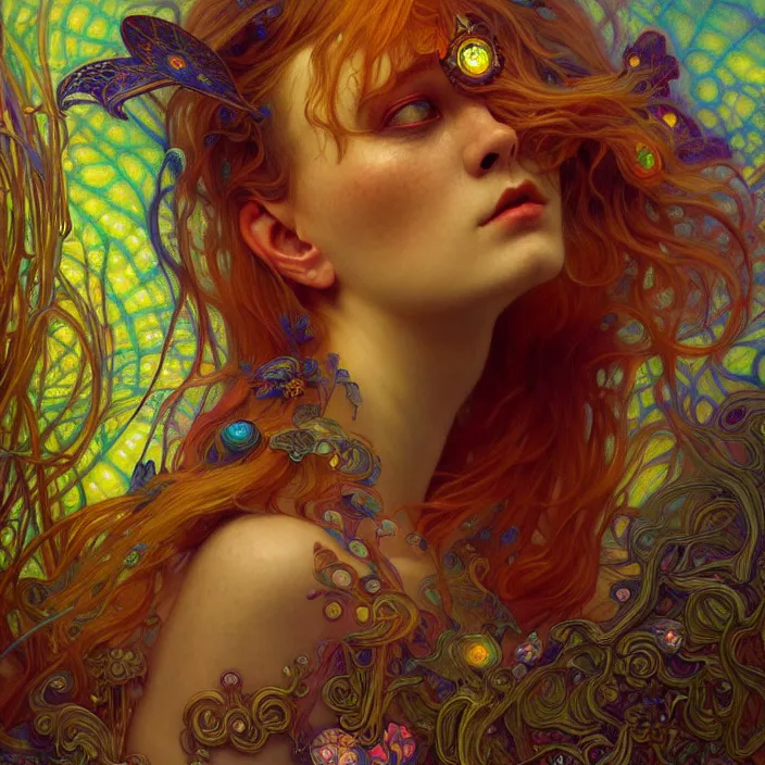 Prompt: extremely psychedelic, DoF, LSD, diffuse lighting, fantasy, intricate, elegant, highly detailed, lifelike, photorealistic, digital painting, artstation, illustration, concept art, smooth, sharp focus, art by John Collier and Albert Aublet and Krenz Cushart and Artem Demura and Alphonse Mucha