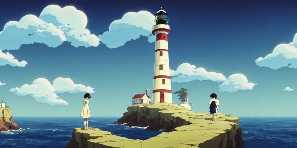 Anime landscape, horizon, ocean, clouds, lighthouse, painting, Anime, HD  wallpaper | Peakpx