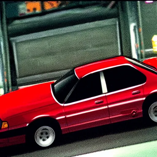 Image similar to stillframe of a 2 0 0 0 honda logo in dark red comor in the initial d series