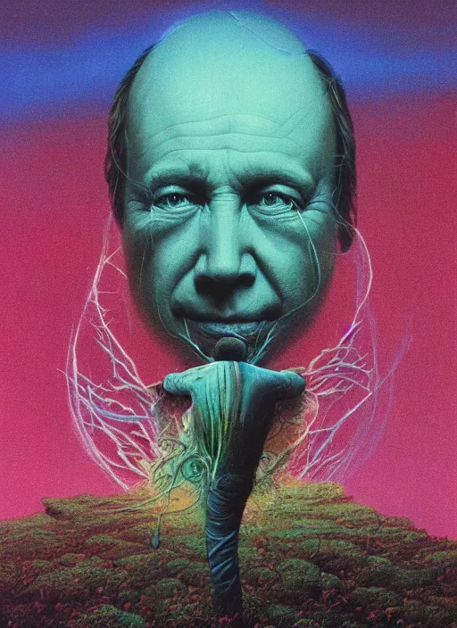 Image similar to alex jones by lisa frank and zdzislaw beksinski