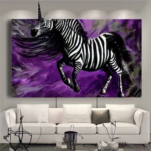 Prompt: unicorn with black and white zebra stripes and pegasus wings on fantasy meadow background detailed oil painting 4k