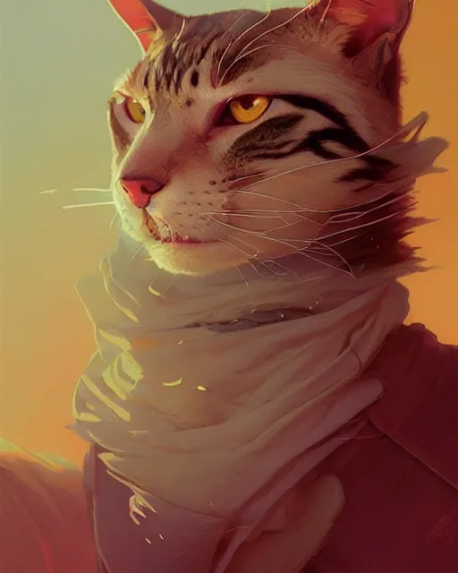 Image similar to highly detailed vfx portrait of a ferocious cat, stephen bliss, unreal engine, greg rutkowski, loish, rhads, beeple, makoto shinkai and lois van baarle, ilya kuvshinov, rossdraws, tom bagshaw, alphonse mucha, global illumination, detailed and intricate environment