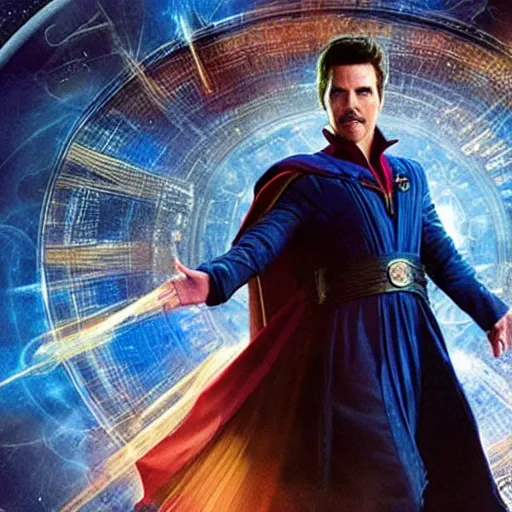 Image similar to film still of Tom Cruise as Doctor Strange in the Multiverse of Madness