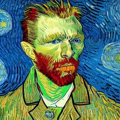 Image similar to giga chad portrait, van gogh style