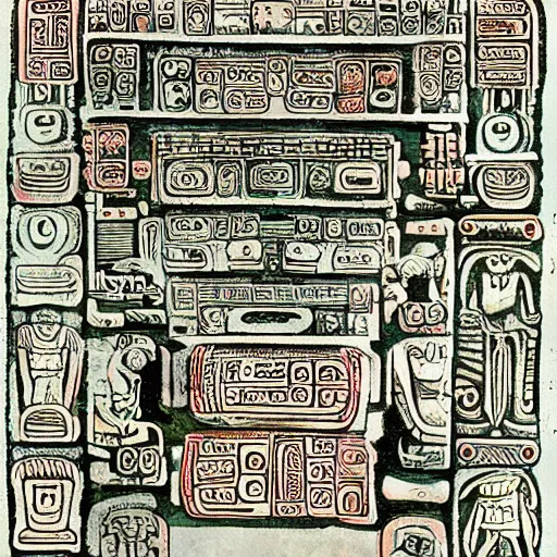 Image similar to Ancient Mayan codex with illustrations of System Shock 2