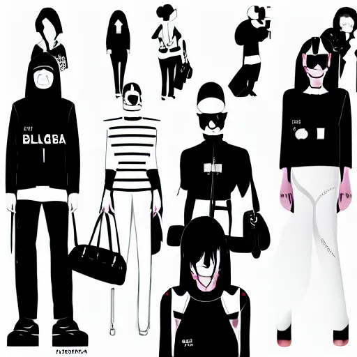 Prompt: balenciaga vetements fashion influencer character minimalistic illustration. popular on pixiv