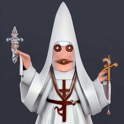 Prompt: anthropomorphic squid pope wearing a miter and holding a crosier, ultra detailed, 8 k, trending on artstation, award - winning art,