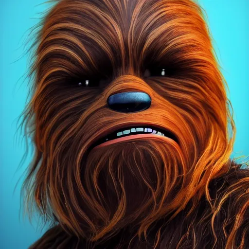 Image similar to chewbacca sitting at the hair stylist, painting, 8k, artstation, cinematic, hyperrealistic, extreme details