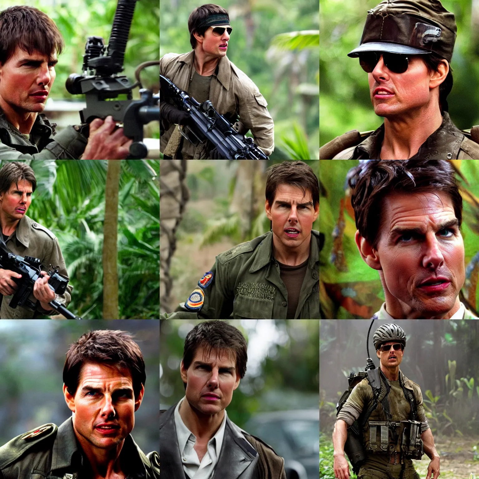 Prompt: Tom Cruise in Tropic Thunder by Ben Stiller