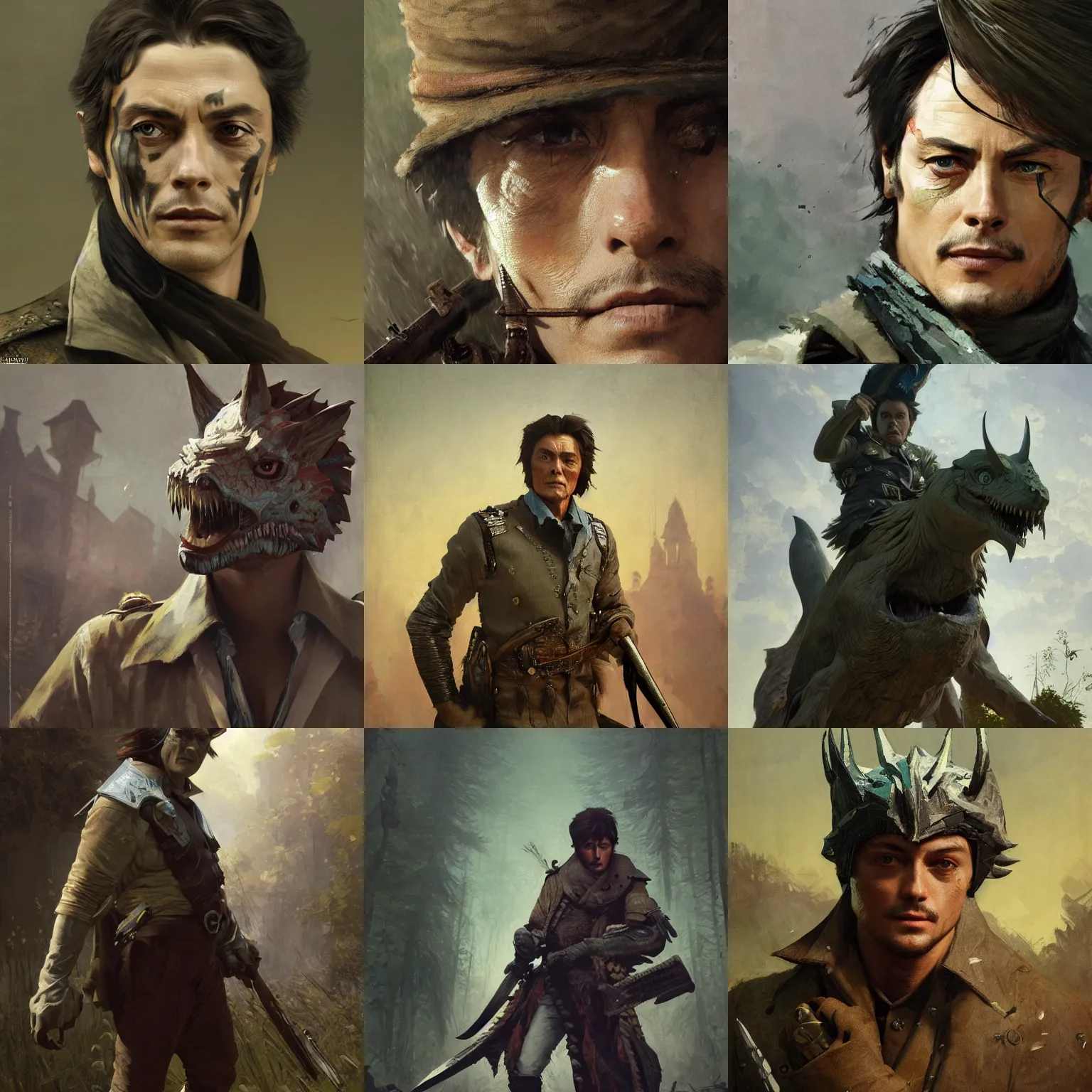 Prompt: alain delon as monster hunter, photo realistic, highly detailed, perfect face, fine details, by carl spitzweg, ismail inceoglu, vdragan bibin, hans thoma, greg rutkowski, alexandros pyromallis