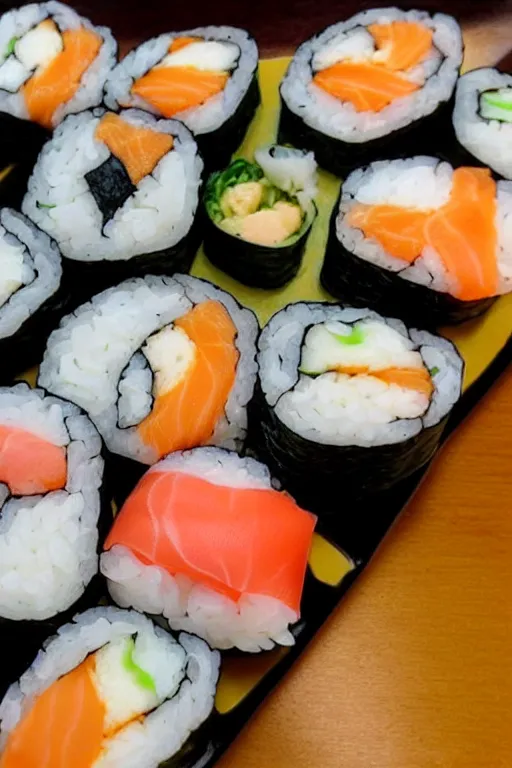 Prompt: sushi that looks like a penguin