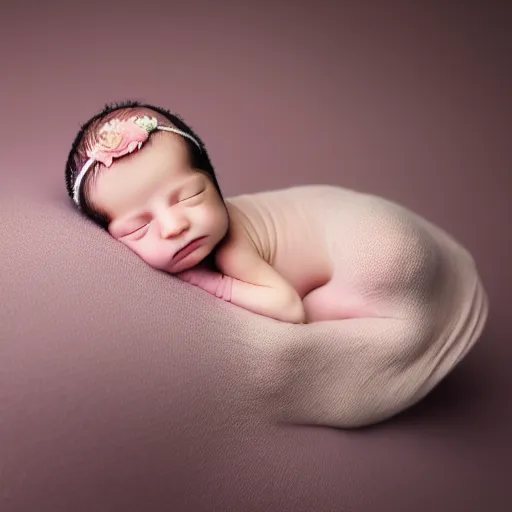 Image similar to beautiful photography of newborn, pastel colors, hyper realistic, 8 0 mm, studio lighting