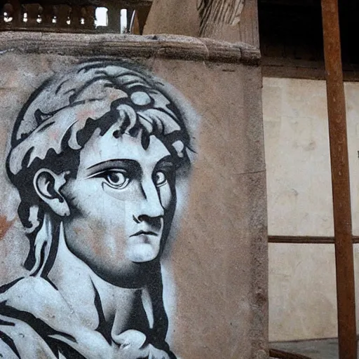 Image similar to graffiti of michelangelo's david, stencil