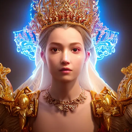 Prompt: wonderful princess of heaven with clear skin, ornate 8 k gorgeous intricate detailed, accent lighting, dramatic light, octane render