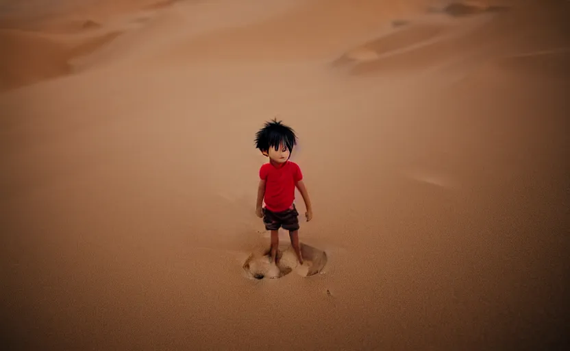 Image similar to a luffy in sand dunes, photography