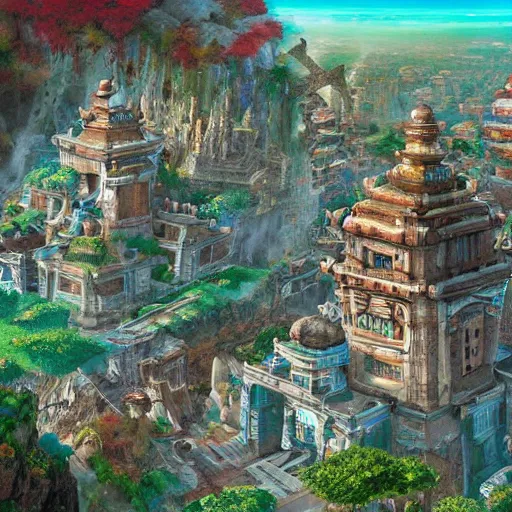 Prompt: a beautiful forgotten city beneath the earth by studio ghibli, 4K, ultra HD, highly detailed