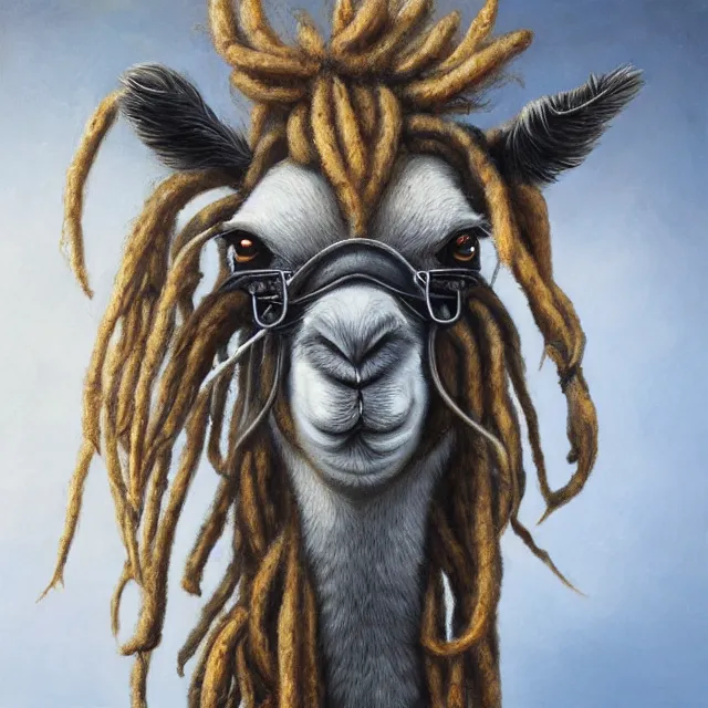 Prompt: llama with dreadlocks, industrial, by mandy jurgens, ernst haeckel, james jean