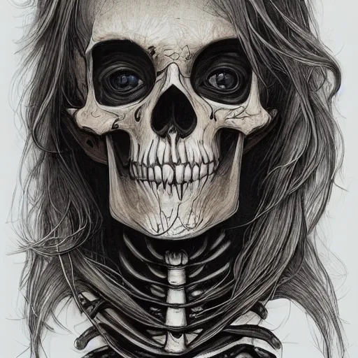 Image similar to skeleton portrait by james jean and Jason Chan