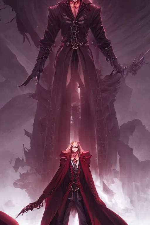 Prompt: alucard standing alone, castlevania, by stanley artgerm lau, wlop, rossdraws, james jean, andrei riabovitchev, marc simonetti, and sakimi chan, trending on artstation