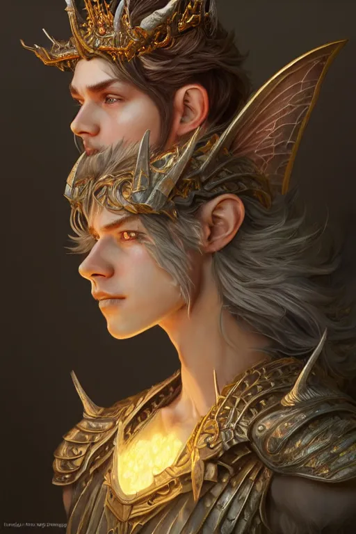 Image similar to fairy king, highly detailed, d & d, fantasy, highly detailed, digital painting, trending on artstation, concept art, sharp focus, illustration, global illumination, ray tracing, realistic shaded, art by artgerm and greg rutkowski and fuji choko and viktoria gavrilenko and hoang lap,