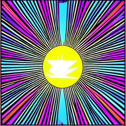 Prompt: retro sun rays, groovy, minimalism, solid fill shapes, coloring book style, svg, vector art