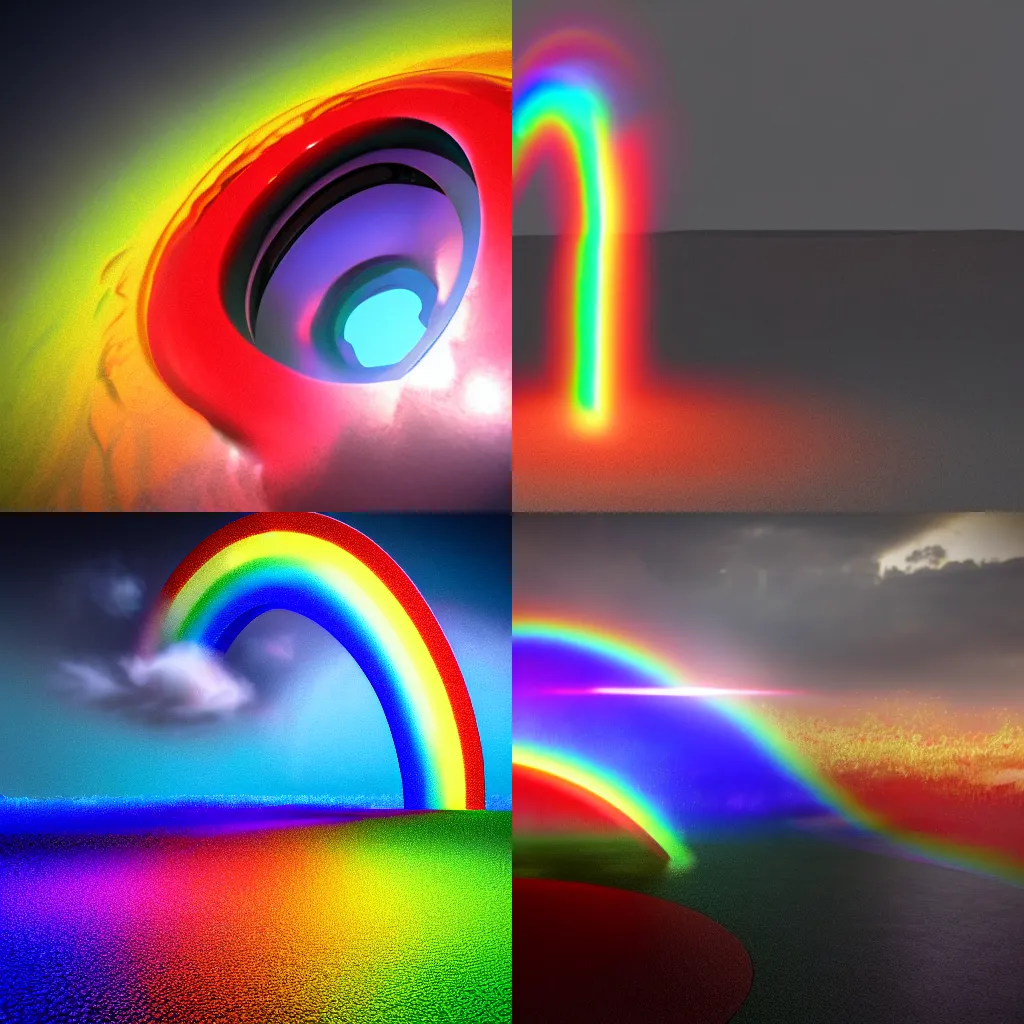 Prompt: heart‍fire rainbow, octane 3d render