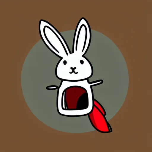 Image similar to panic attack rabbit ridding a rocket