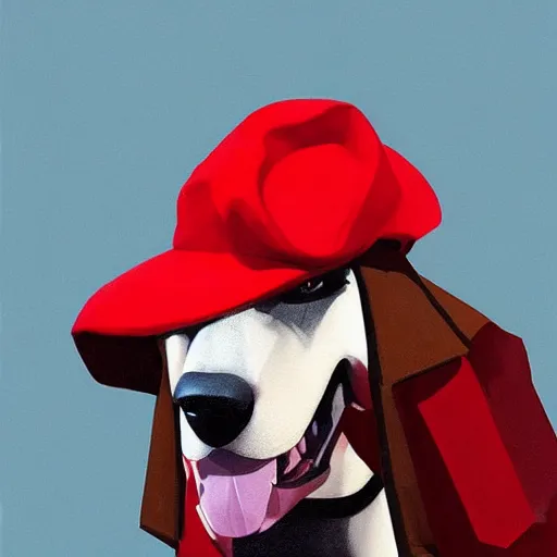 Image similar to Portrait painting of a antropormophic Red Borzoi Dog using a communist red beret as an Overwatch character, medium shot, asymmetrical, profile picture, Organic Painting, sunny day, Matte Painting, bold shapes, hard edges, street art, trending on artstation, by Huang Guangjian and Gil Elvgren and Sachin Teng