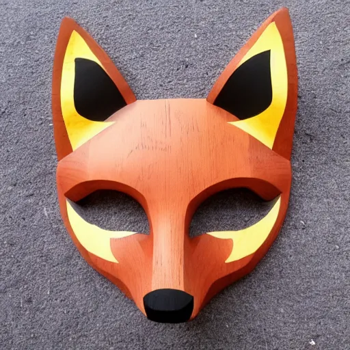 Image similar to symmetry!! demon angel fox wooden mask