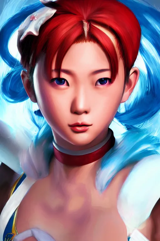 Image similar to Chun-Lil from Street Fighter , pretty face, ultra detailed, digital art, 8k ,character ,realistic, portrait, hyperrealistic