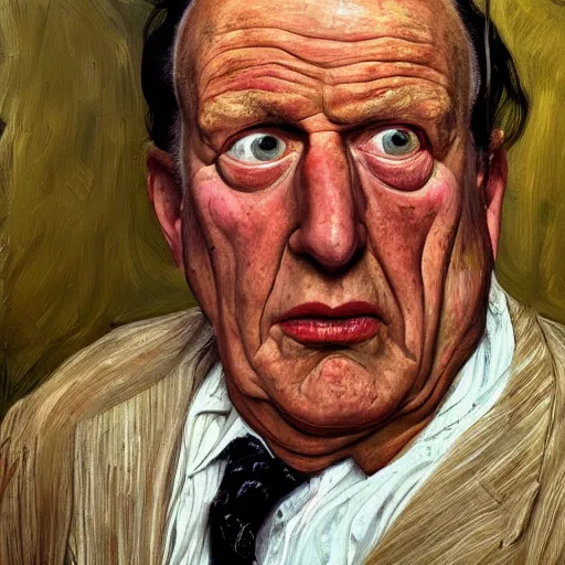 Image similar to high quality high detail painting by lucian freud, hd, portrait of mad jack nicolson