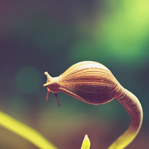 Prompt: photo of a snail, macro, bokeh