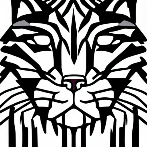 Image similar to geometric cat , black and white, white background , clipart