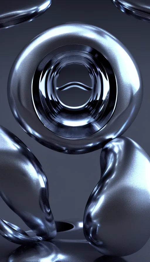 Prompt: hyperfuturism abstract 3 d object, liquid metal, anthropomorphic, chrome, octane render, high detail, centred