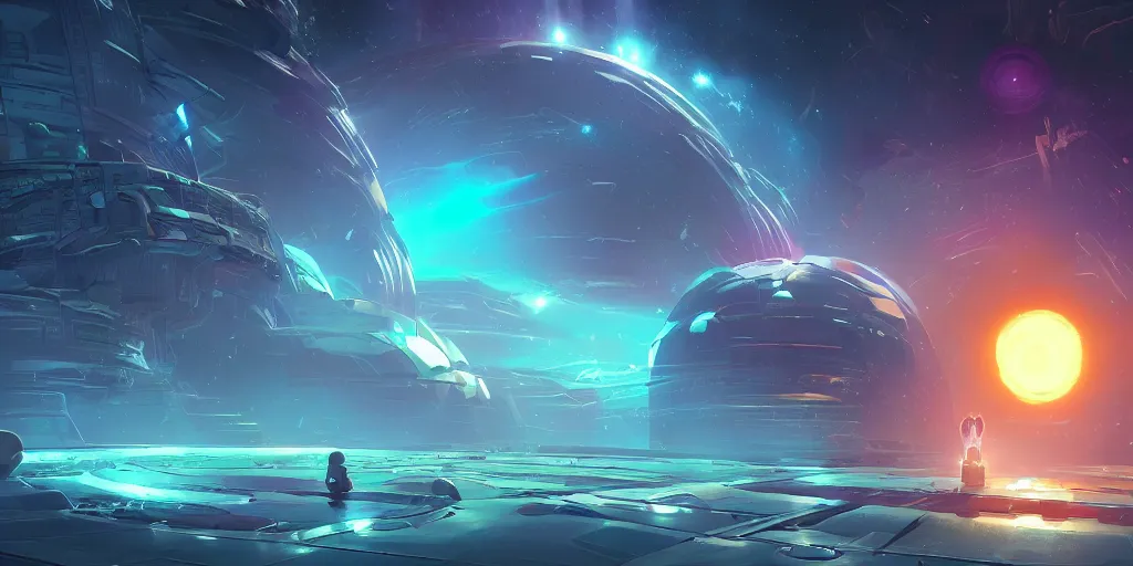 Image similar to Dyson Sphere sending energy to the planet, starcraft, dark atmosphere, mattepainting concept Blizzard pixar maya engine on stylized background splash comics global illumination lighting artstation lois van baarle, ilya kuvshinov, rossdraws