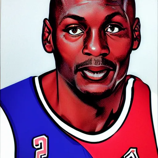 Image similar to Michael Jordan portrait by Moebius