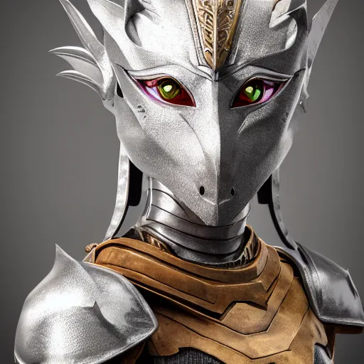 Prompt: stunning bust of a beautiful female knight, but as an anthropomorphic female dragon, well designed robot female dragon head, well armored, sharp claws, HD octane render, epic cinematography, fantasy, Artstation, Deviantart, Furaffinity