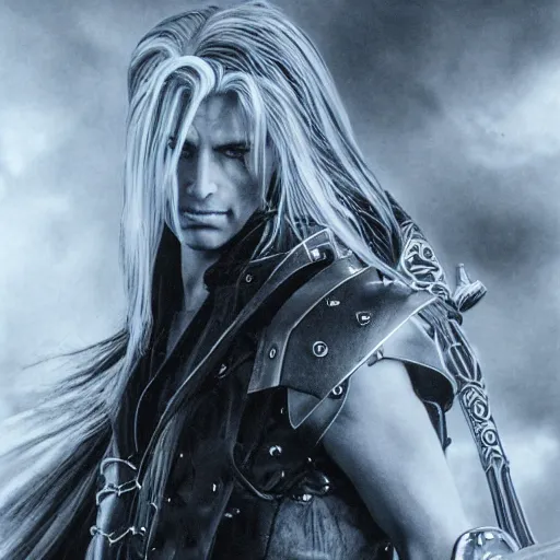 Image similar to gavin casalegnor as sephiroth in the style of luis royo and artgerm, 8 0 mm camara, photoreal, hd 8 k