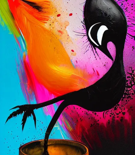 Image similar to TIm Burtons style Black Swan by Alex Pardee and Nekro and Petros Afshar, and James McDermott,unstirred paint, vivid color, cgsociety 4K