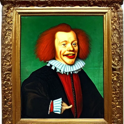 Image similar to 1 6 th century oil portrait of king ronald mcdonald