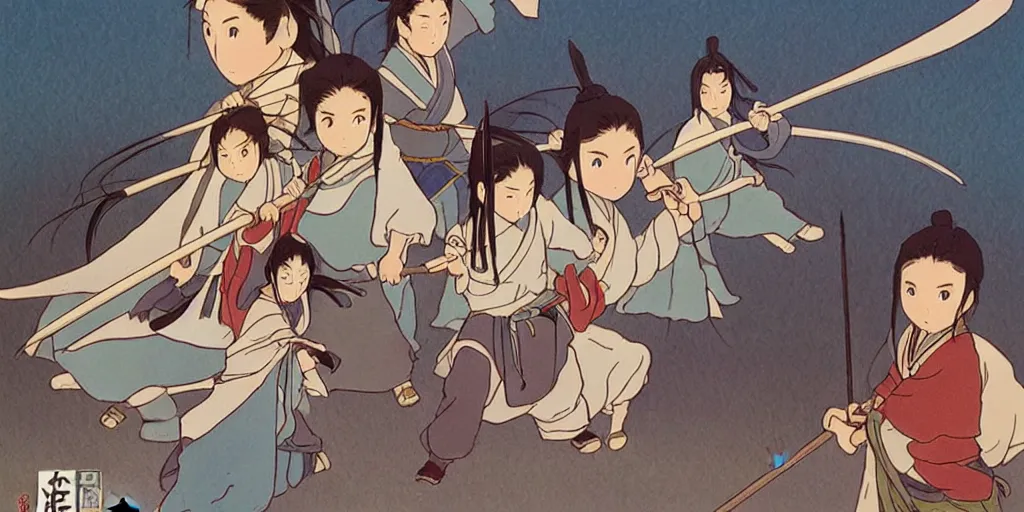 Image similar to wuxia in the style of studio ghibli