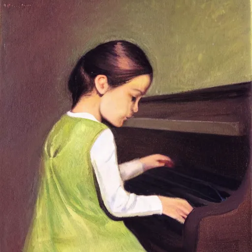Prompt: 'a girl playing a piano'