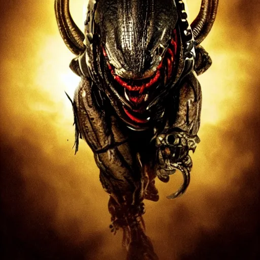 Prompt: predator movie alien in old western style