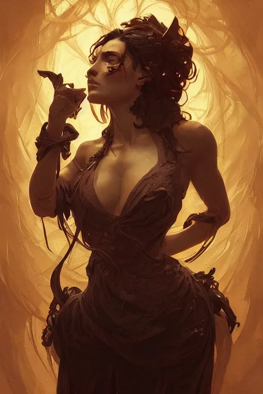 Prompt: extremely ugly terrifying woman, dramatic shadows, dramatic lighting, intricate, elegant, highly detailed, digital painting, artstation, concept art, smooth, sharp focus, illustration, art by artgerm and greg rutkowski and alphonse mucha