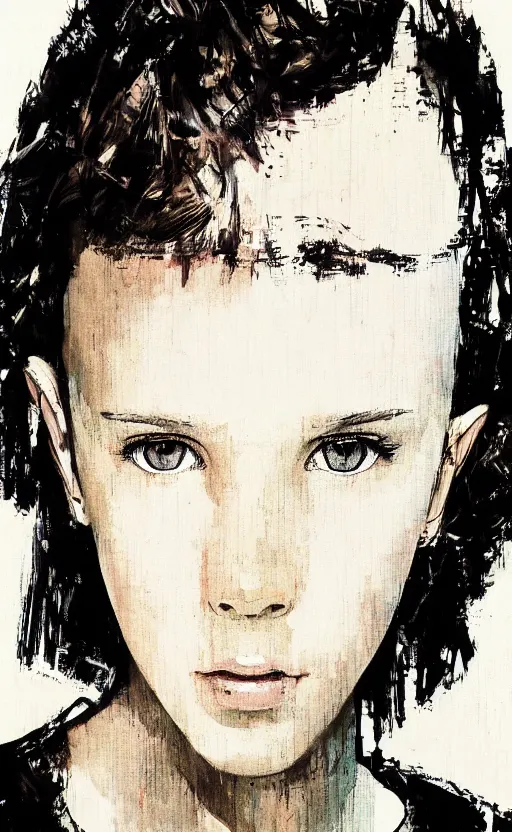 Image similar to Portrait of Millie Bobby Brown by Yoji Shinkawa
